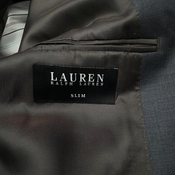Lauren Ralph Lauren Blazer Mens 42R Slim Fit Sport Coat Wool Gray Jacket - Picture 2 of 11